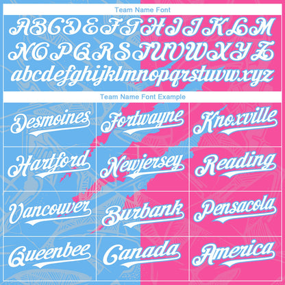 Custom Graffiti Pattern White Pink-Sky Blue 3D Scratch Authentic Baseball Jersey - Sky-Custom