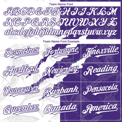 Custom Graffiti Pattern White-Purple 3D Scratch Authentic Baseball Jersey - Sky-Custom