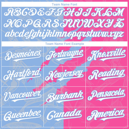 Custom Graffiti Pattern White Pink-Light Blue 3D Scratch Authentic Baseball Jersey - Sky-Custom