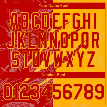 Custom Graffiti Pattern Red-Gold 3D Scratch Authentic Baseball Jersey - Sky-Custom