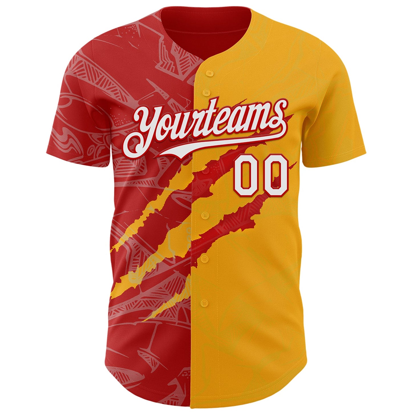 Custom Graffiti Pattern White Gold-Red 3D Scratch Authentic Baseball Jersey - Sky-Custom