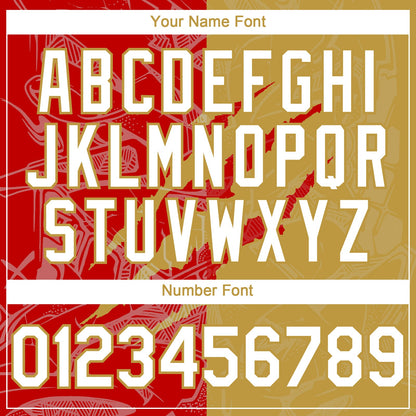 Custom Graffiti Pattern White Old Gold-Red 3D Scratch Authentic Baseball Jersey - Sky-Custom
