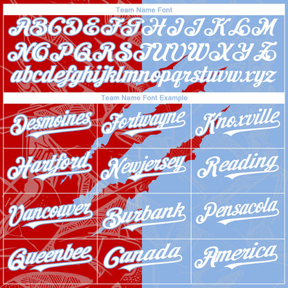Custom Graffiti Pattern White Light Blue-Red 3D Scratch Authentic Baseball Jersey - Sky-Custom