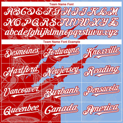 Custom Graffiti Pattern White Light Blue-Red 3D Scratch Authentic Baseball Jersey - Sky-Custom