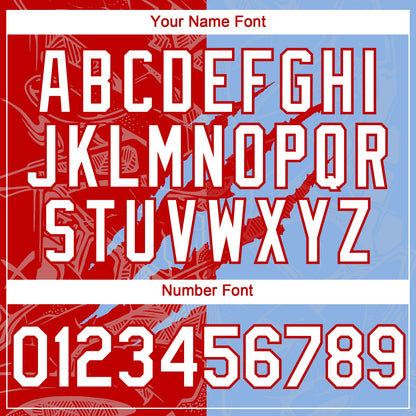 Custom Graffiti Pattern White Light Blue-Red 3D Scratch Authentic Baseball Jersey - Sky-Custom