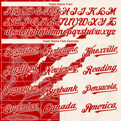Custom Graffiti Pattern Red-Cream 3D Scratch Authentic Baseball Jersey - Sky-Custom