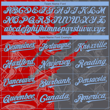 Custom Graffiti Pattern Light Blue Steel Gray-Red 3D Scratch Authentic Baseball Jersey - Sky-Custom