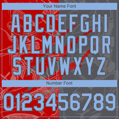 Custom Graffiti Pattern Light Blue Steel Gray-Red 3D Scratch Authentic Baseball Jersey - Sky-Custom