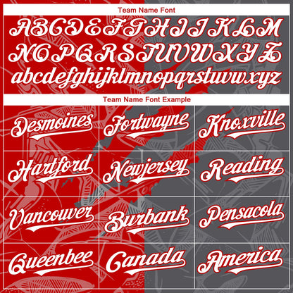 Custom Graffiti Pattern White Steel Gray-Red 3D Scratch Authentic Baseball Jersey - Sky-Custom