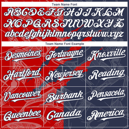 Custom Graffiti Pattern White Navy-Red 3D Scratch Authentic Baseball Jersey - Sky-Custom