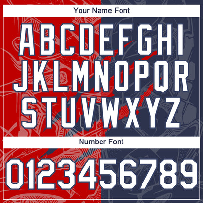 Custom Graffiti Pattern White Navy-Red 3D Scratch Authentic Baseball Jersey - Sky-Custom