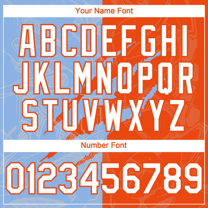 Custom Graffiti Pattern White Orange-Light Blue 3D Scratch Authentic Baseball Jersey - Sky-Custom
