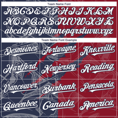 Custom Graffiti Pattern White Navy-Crimson 3D Scratch Authentic Baseball Jersey - Sky-Custom