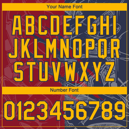Custom Graffiti Pattern Gold Navy-Crimson 3D Scratch Authentic Baseball Jersey - Sky-Custom