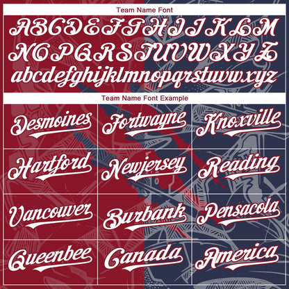 Custom Graffiti Pattern White Navy-Crimson 3D Scratch Authentic Baseball Jersey - Sky-Custom