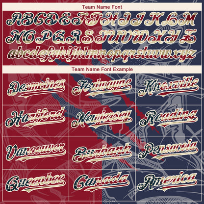 Custom Graffiti Pattern Vintage USA Flag Navy Crimson-Cream 3D Scratch Authentic Baseball Jersey - Sky-Custom