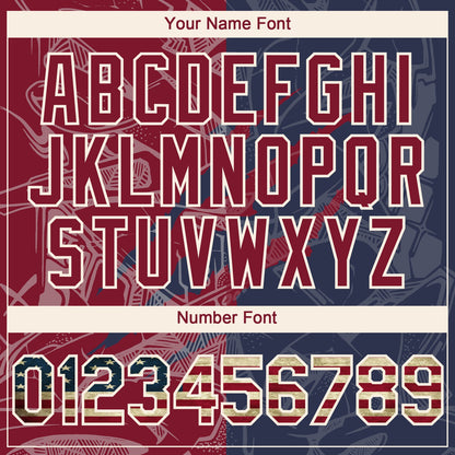 Custom Graffiti Pattern Vintage USA Flag Navy Crimson-Cream 3D Scratch Authentic Baseball Jersey - Sky-Custom