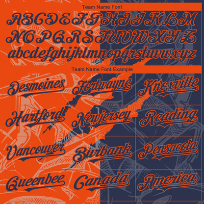 Custom Graffiti Pattern Navy-Orange 3D Scratch Authentic Baseball Jersey - Sky-Custom