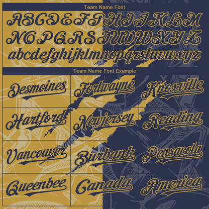 Custom Graffiti Pattern Navy-Old Gold 3D Scratch Authentic Baseball Jersey - Sky-Custom
