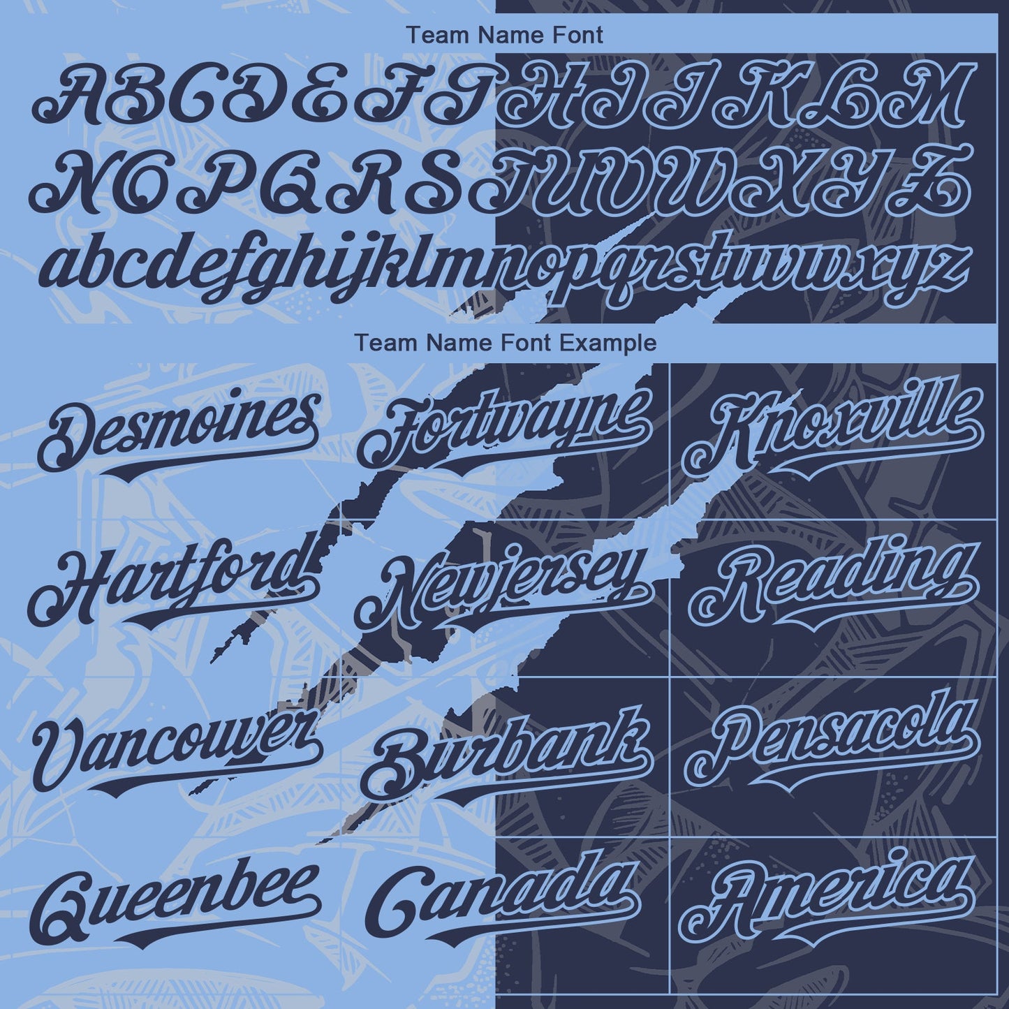 Custom Graffiti Pattern Navy-Light Blue 3D Scratch Authentic Baseball Jersey - Sky-Custom