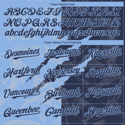 Custom Graffiti Pattern Navy-Light Blue 3D Scratch Authentic Baseball Jersey - Sky-Custom