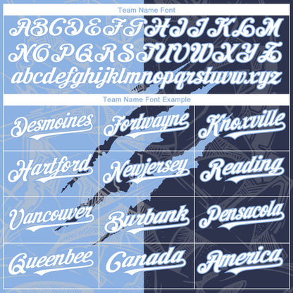 Custom Graffiti Pattern White Navy-Light Blue 3D Scratch Authentic Baseball Jersey - Sky-Custom