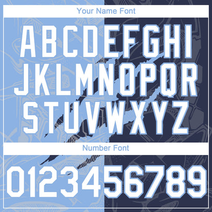 Custom Graffiti Pattern White Navy-Light Blue 3D Scratch Authentic Baseball Jersey - Sky-Custom
