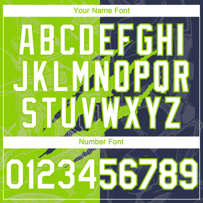 Custom Graffiti Pattern White Navy-Neon Green 3D Scratch Authentic Baseball Jersey - Sky-Custom