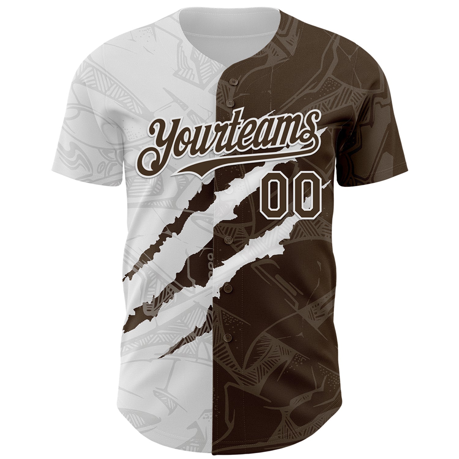 Custom Graffiti Pattern Brown-White 3D Scratch Authentic Baseball Jersey - Sky-Custom
