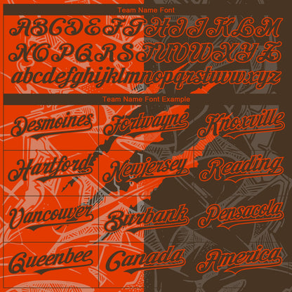 Custom Graffiti Pattern Brown-Orange 3D Scratch Authentic Baseball Jersey - Sky-Custom