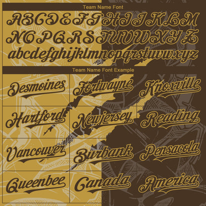 Custom Graffiti Pattern Brown-Old Gold 3D Scratch Authentic Baseball Jersey - Sky-Custom