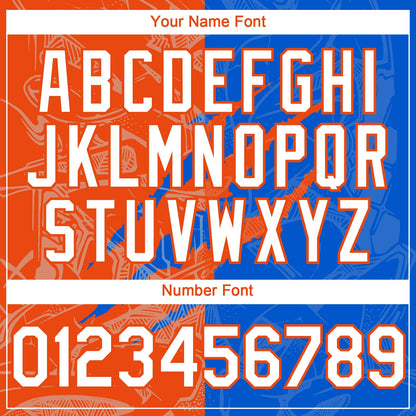 Custom Graffiti Pattern White Thunder Blue-Orange 3D Scratch Authentic Baseball Jersey - Sky-Custom