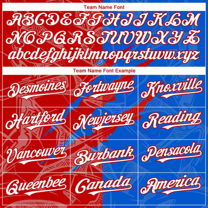 Custom Graffiti Pattern White Thunder Blue-Red 3D Scratch Authentic Baseball Jersey - Sky-Custom