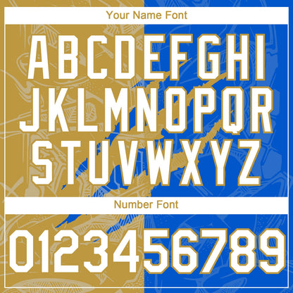 Custom Graffiti Pattern White Thunder Blue-Old Gold 3D Scratch Authentic Baseball Jersey - Sky-Custom