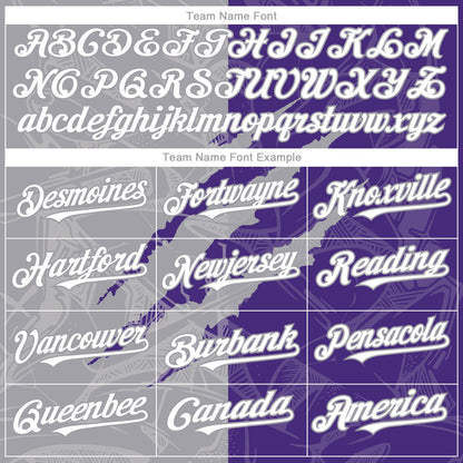 Custom Graffiti Pattern White Purple-Gray 3D Scratch Authentic Baseball Jersey - Sky-Custom