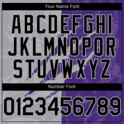Custom Graffiti Pattern Black Purple-Gray 3D Scratch Authentic Baseball Jersey - Sky-Custom