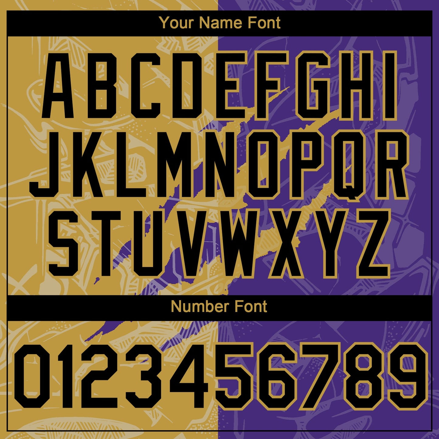 Custom Graffiti Pattern Black Purple-Old Gold 3D Scratch Authentic Baseball Jersey - Sky-Custom