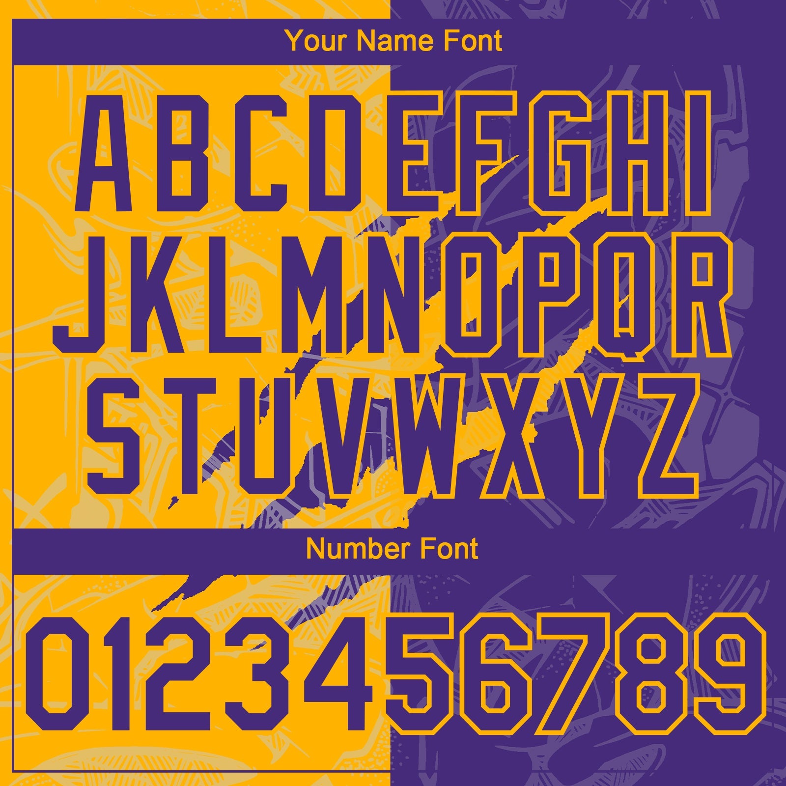 Custom Graffiti Pattern Purple-Gold 3D Scratch Authentic Baseball Jersey - Sky-Custom