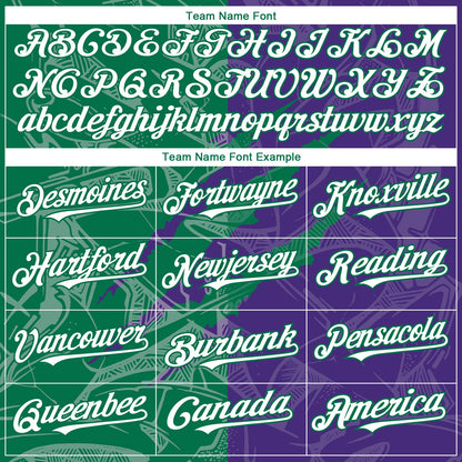 Custom Graffiti Pattern White Purple-Kelly Green 3D Scratch Authentic Baseball Jersey - Sky-Custom