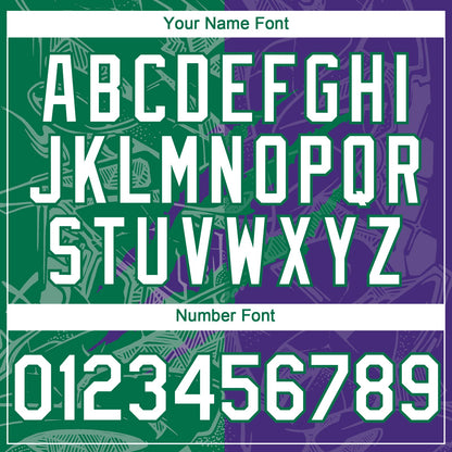 Custom Graffiti Pattern White Purple-Kelly Green 3D Scratch Authentic Baseball Jersey - Sky-Custom