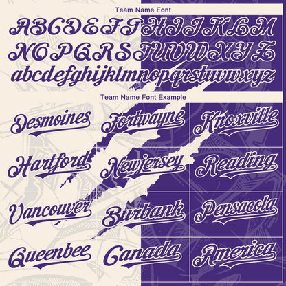 Custom Graffiti Pattern Purple-Cream 3D Scratch Authentic Baseball Jersey - Sky-Custom