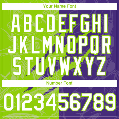 Custom Graffiti Pattern White Purple-Neon Green 3D Scratch Authentic Baseball Jersey - Sky-Custom