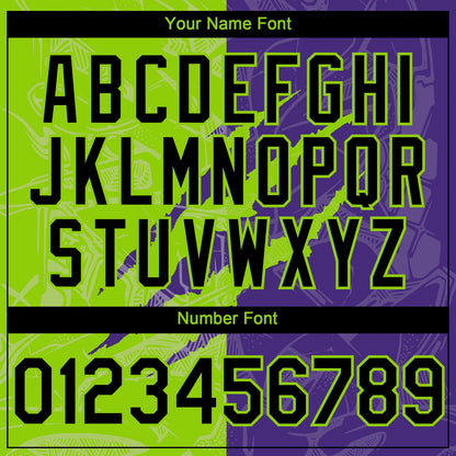 Custom Graffiti Pattern Black Purple-Neon Green 3D Scratch Authentic Baseball Jersey - Sky-Custom