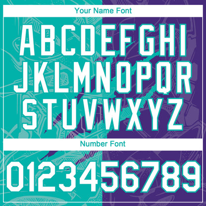Custom Graffiti Pattern White Purple-Aqua 3D Scratch Authentic Baseball Jersey - Sky-Custom