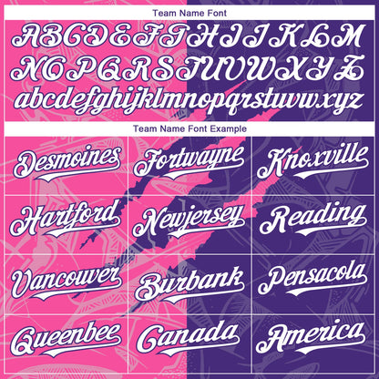 Custom Graffiti Pattern White Purple-Pink 3D Scratch Authentic Baseball Jersey - Sky-Custom