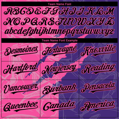 Custom Graffiti Pattern Black Purple-Pink 3D Scratch Authentic Baseball Jersey - Sky-Custom