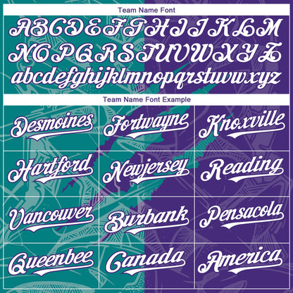 Custom Graffiti Pattern White Purple-Teal 3D Scratch Authentic Baseball Jersey - Sky-Custom
