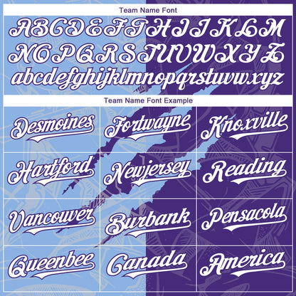 Custom Graffiti Pattern White Purple-Light Blue 3D Scratch Authentic Baseball Jersey - Sky-Custom