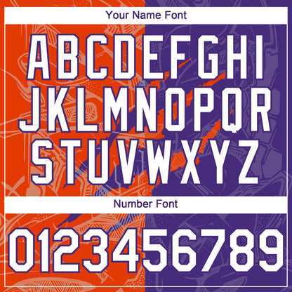 Custom Graffiti Pattern White Purple-Orange 3D Scratch Authentic Baseball Jersey - Sky-Custom
