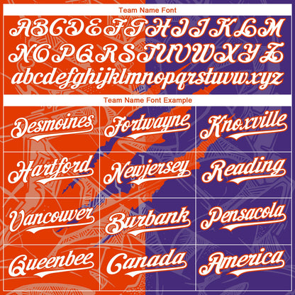 Custom Graffiti Pattern White Purple-Orange 3D Scratch Authentic Baseball Jersey - Sky-Custom